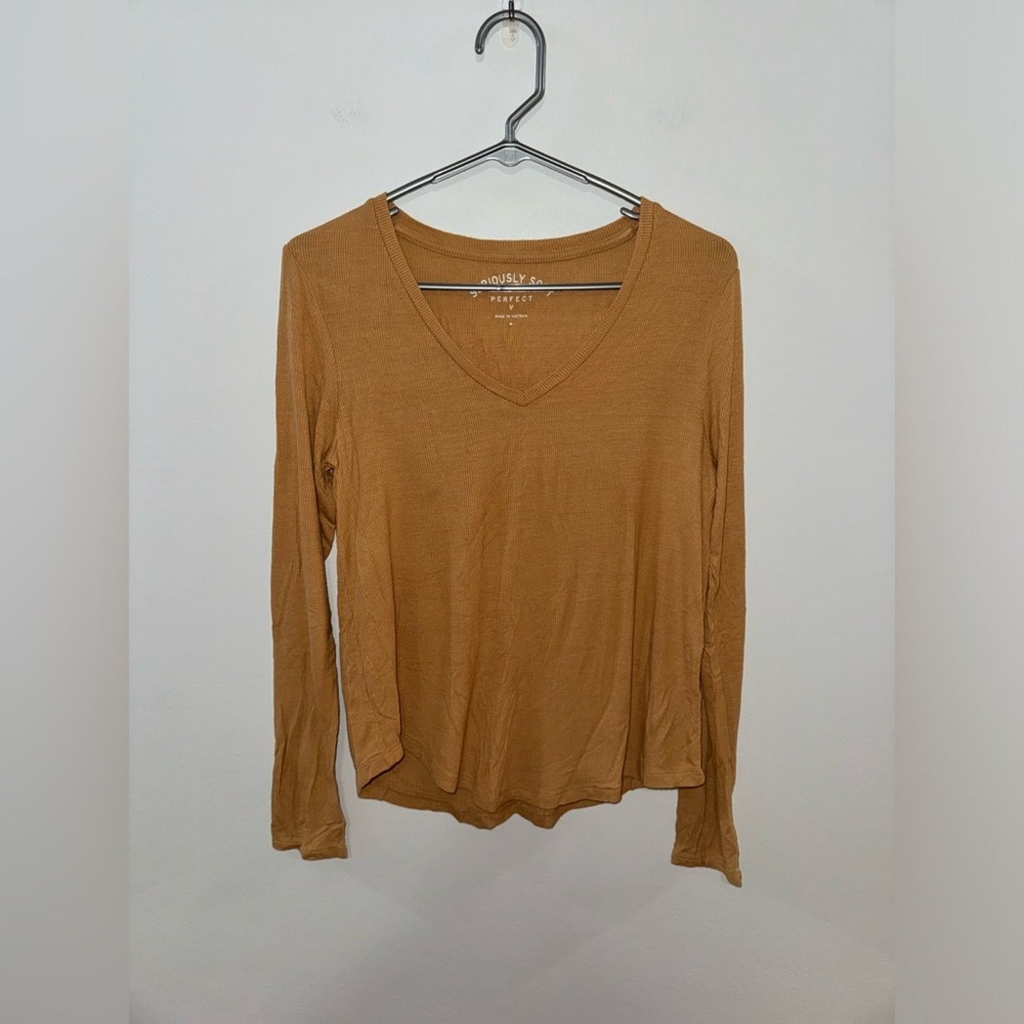 Pre-Owned MD Aeropostale Seriously Soft PerfectV Light Brown Ribbed Long Sleeve