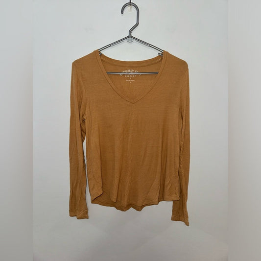 Pre-Owned MD Aeropostale Seriously Soft PerfectV Light Brown Ribbed Long Sleeve