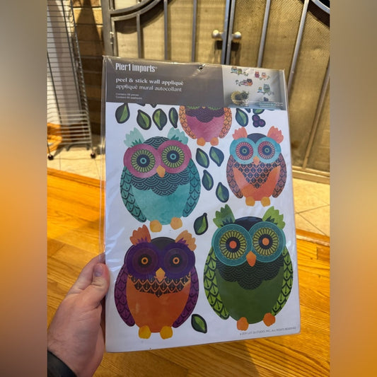 NWT Pier 1 Imports 68 Piece Owls with Trees Peel and Stick Wall Appliqué Decal