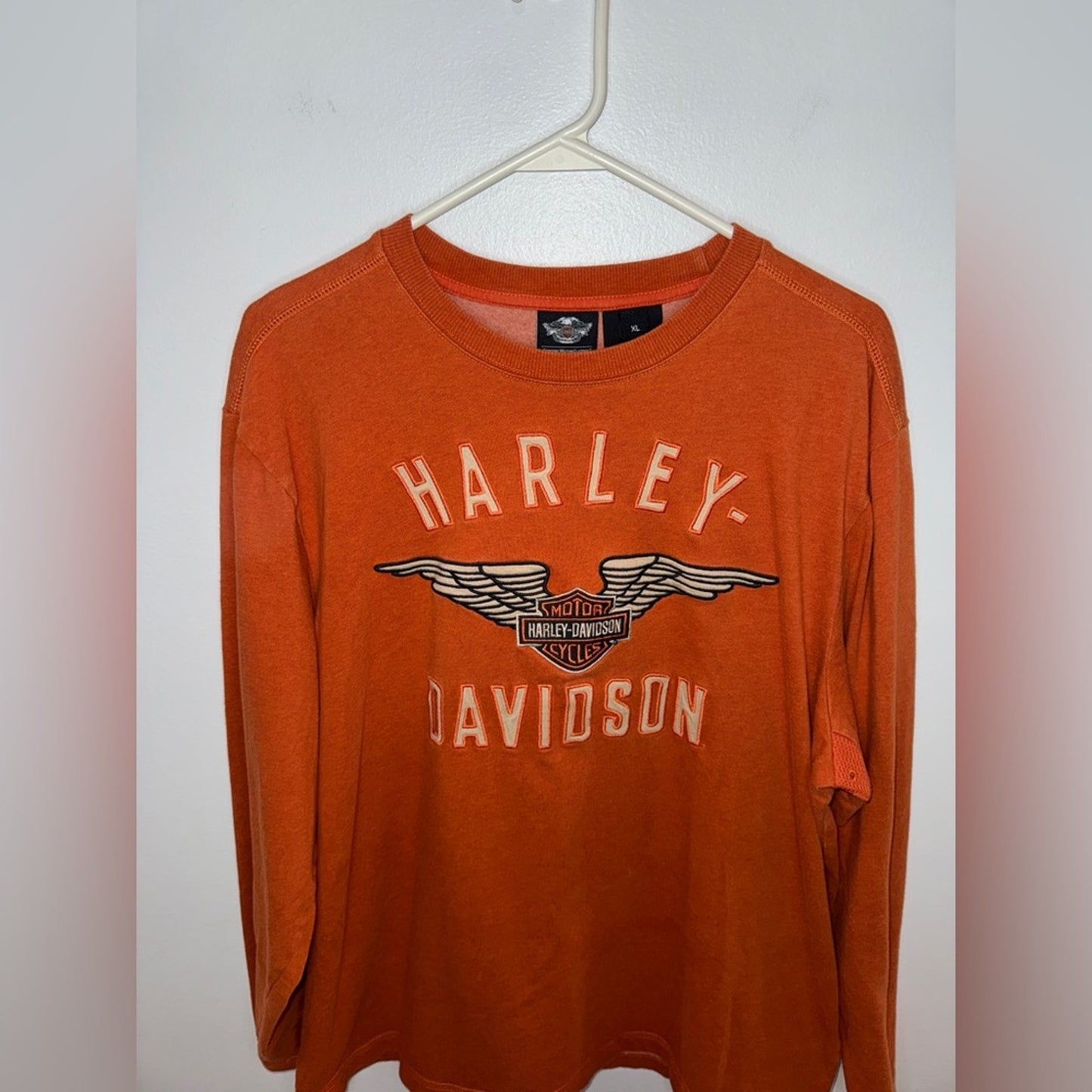 Pre-Owned XL Harley Davidson Orange Logo Long Sleeve 2012 Shirt