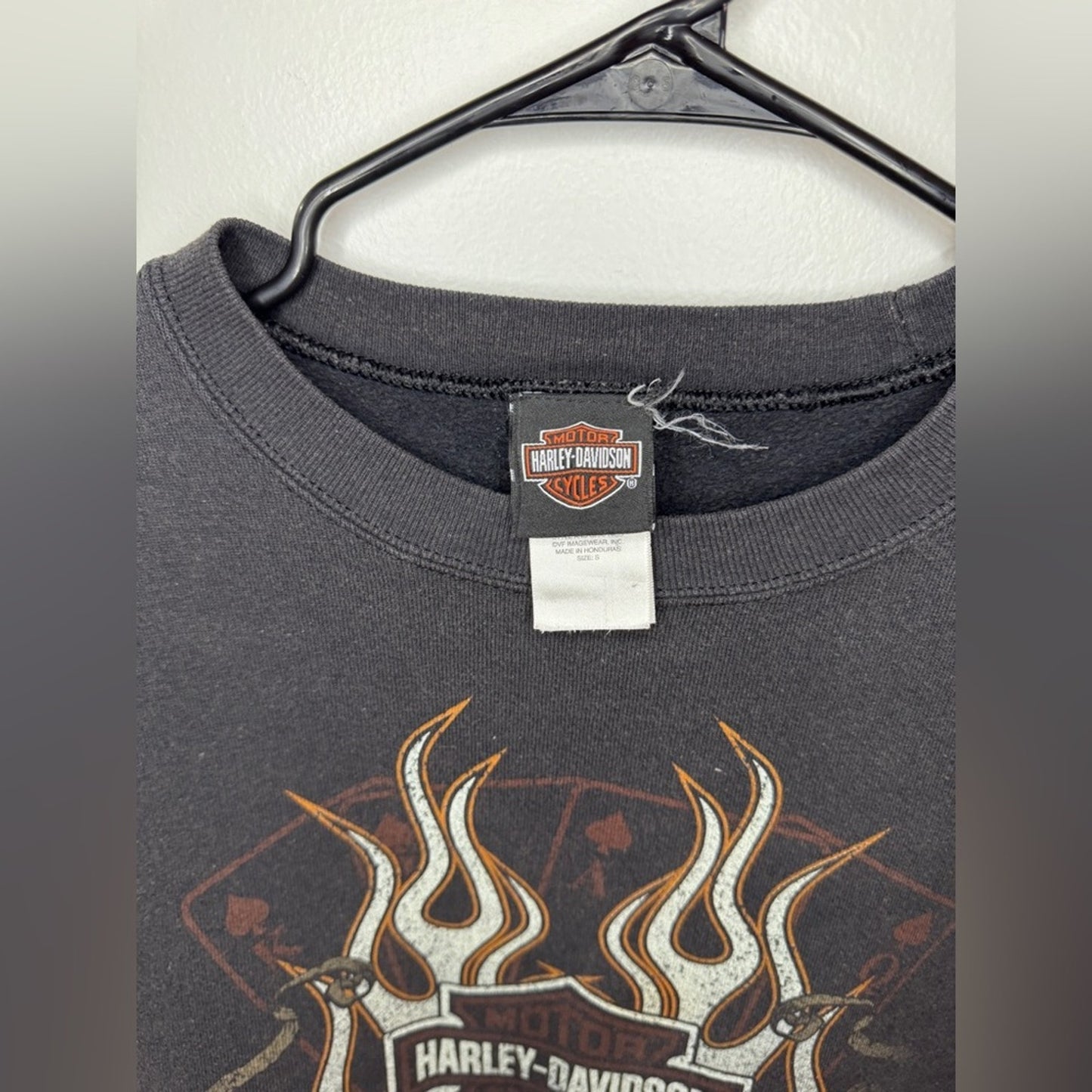 Pre-Owned SM Harley Davidson Black Cards and Dice Graphic Greensburg Crewneck