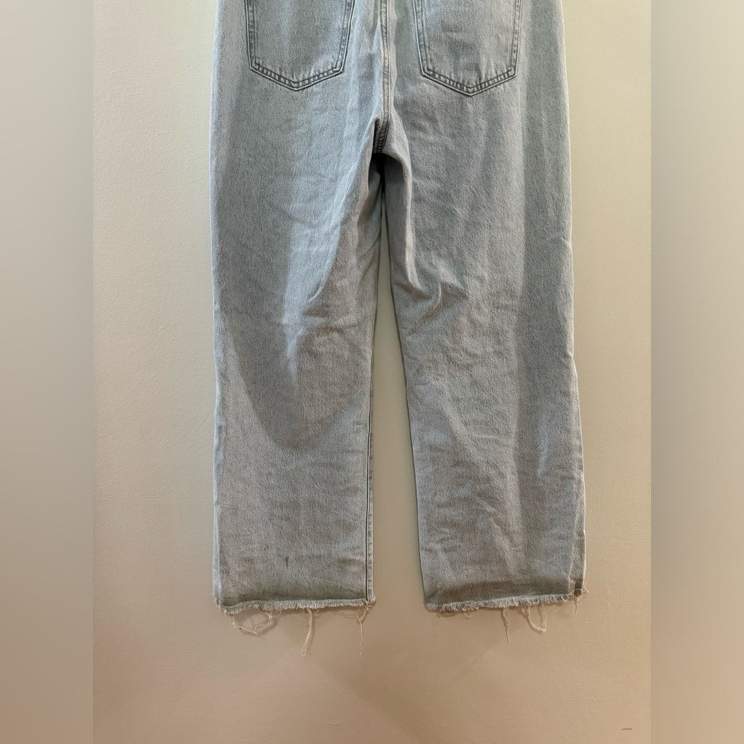 Pre-Owned Size 11 Garage Denim Light Blue Distressed Wide Leg Jeans