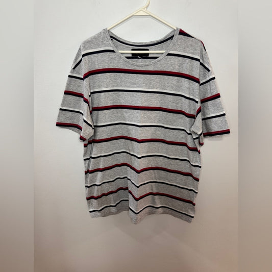 Pre-Owned XL Pacsun Heather Grey and Blue, Red and White Striped Tshirt