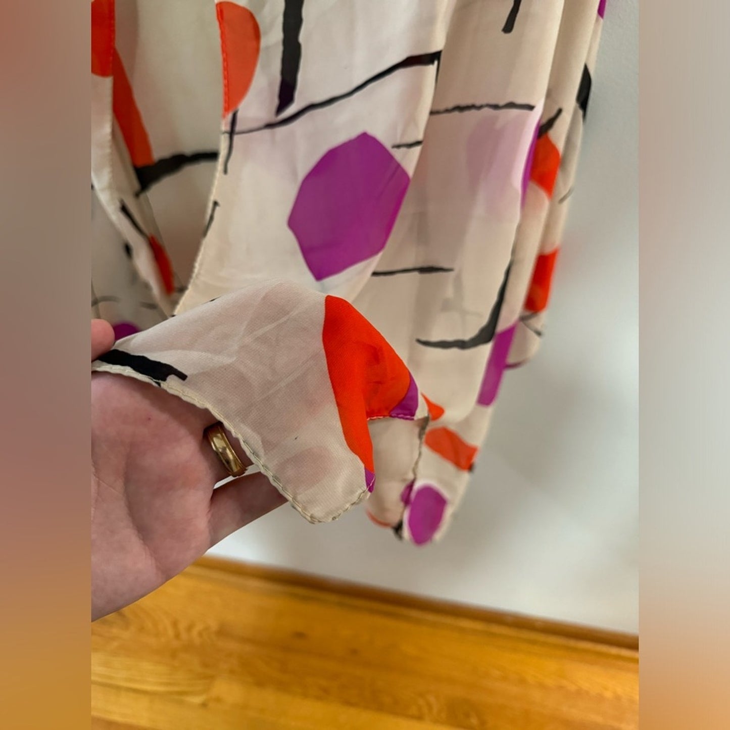 Used Unbranded Pink and Orange Abstract Scarf