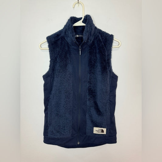 Pre-Owned XS The North Face Navy Blue Faux Fur Vest