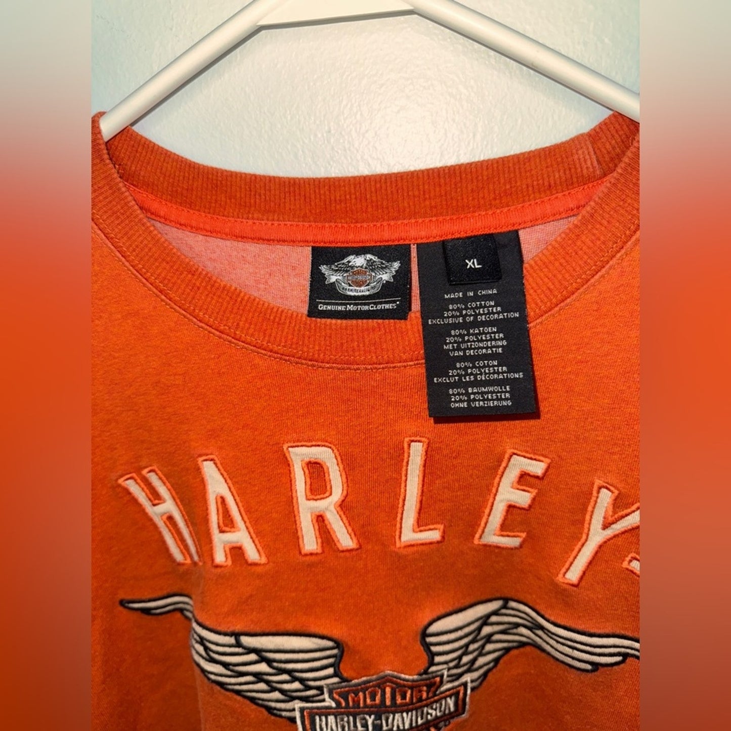 Pre-Owned XL Harley Davidson Orange Logo Long Sleeve 2012 Shirt