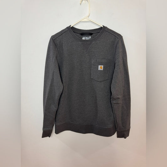 Pre-Owned SM Carhartt Dark Grey Pocket Fleece Crewneck Shirt