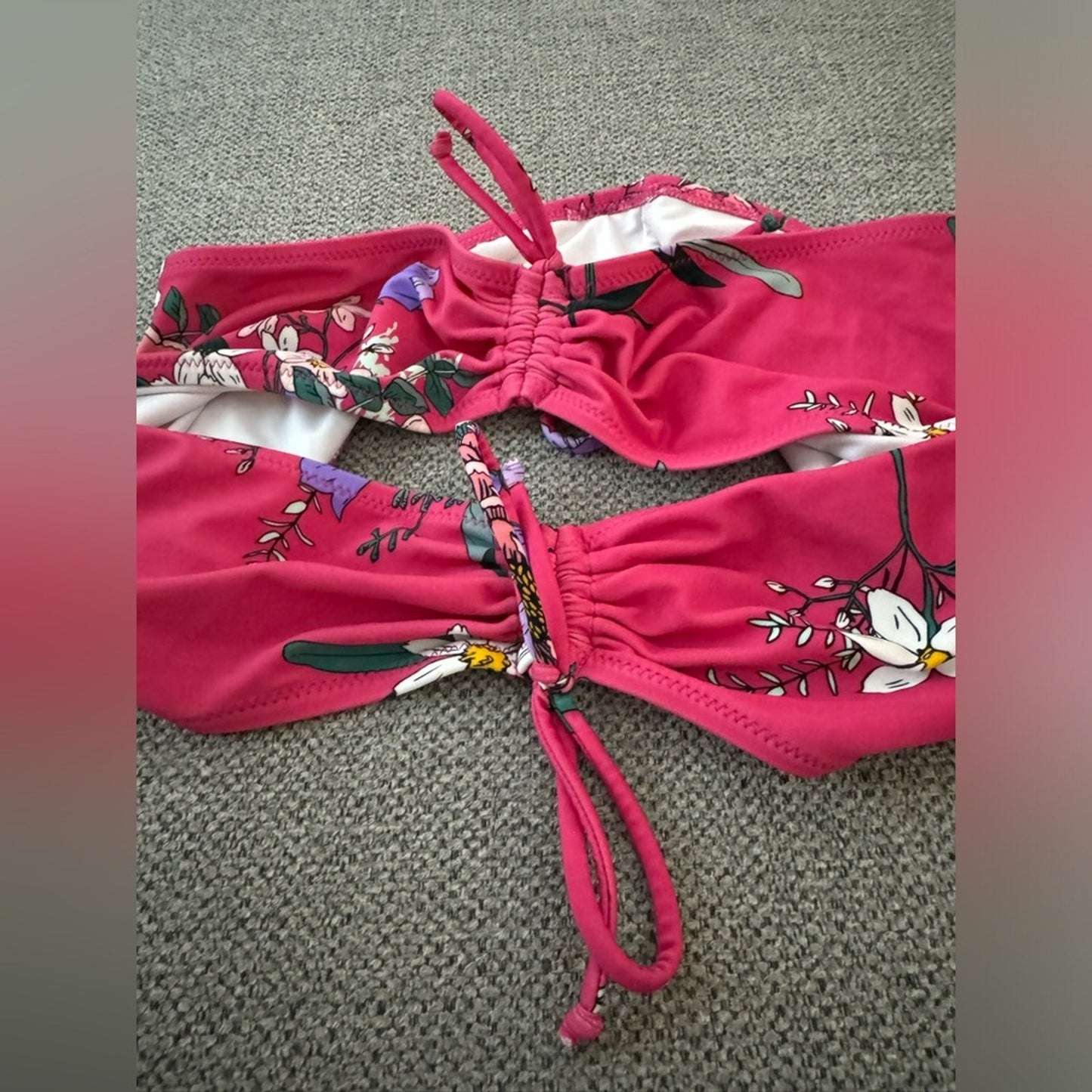 Pre-Owned MD Cupshe Hot Pink/Floral Bikini Bottom