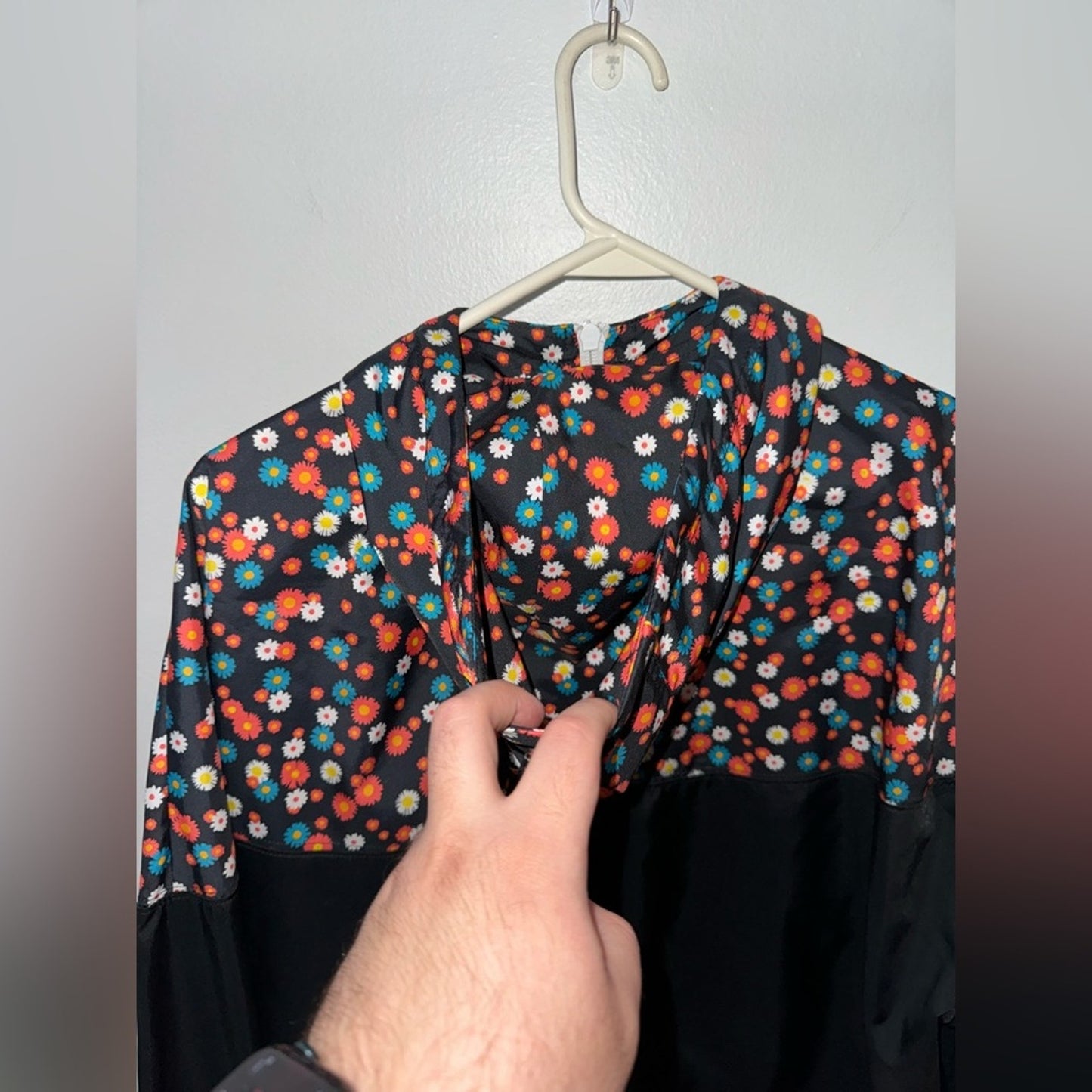 Pre-Owned MD Nike Black Floral Zip-Up Wind Breaker