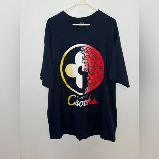 NWT XXL Crooks and Castles Navy Blue Graphic Logo T-Shirt