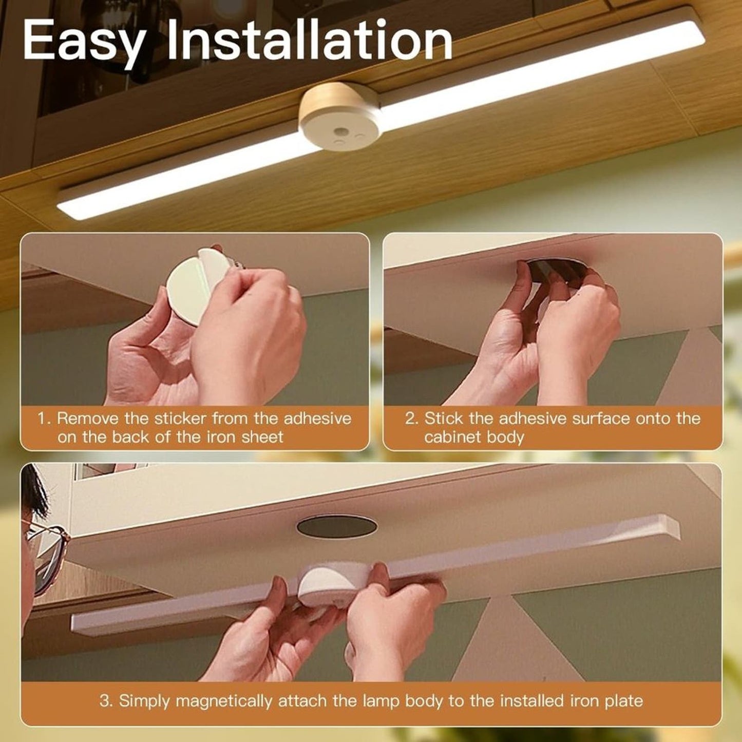 Under Cabinet Light Closet Light Wireless Foldable, 23.6" Motion Sensor Light