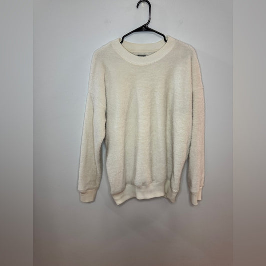 Pre-Owned MD Aerie White Faux Fur Crewneck Shirt