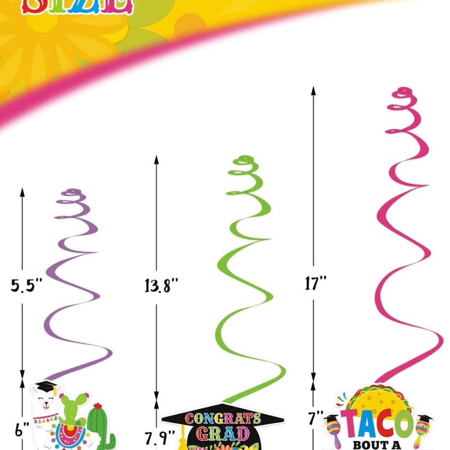 Bessmoso 32pcs Mexican Graduación Hanging Swirls Fiesta Graduation Decorations