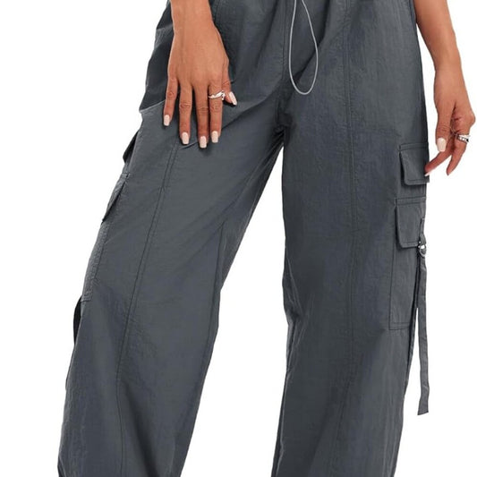 Women Quick-Dry Cargo Pants Y2K Wide Leg Baggy Pants Lightweight Hiking Pants MD