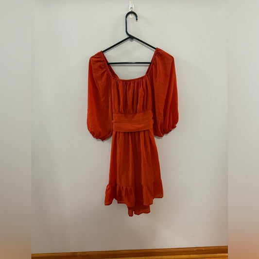 MD Used Unbranded Orange Tie Back Dress