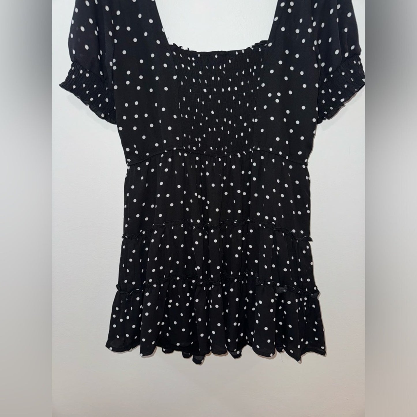 Pre-Owned XL Trixxi Clothing Company Blk Polka Dot Off the Shoulder Ruffle Dress