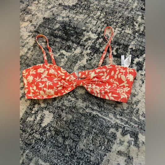 Pre-Owned LG Cupshe Orange and White Floral Bikini Top