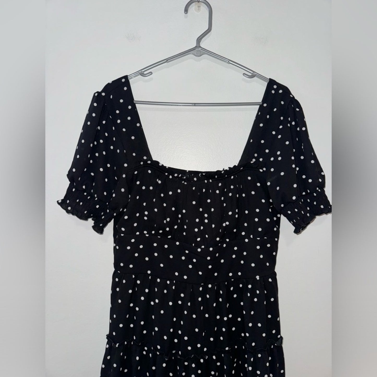 Pre-Owned XL Trixxi Clothing Company Blk Polka Dot Off the Shoulder Ruffle Dress