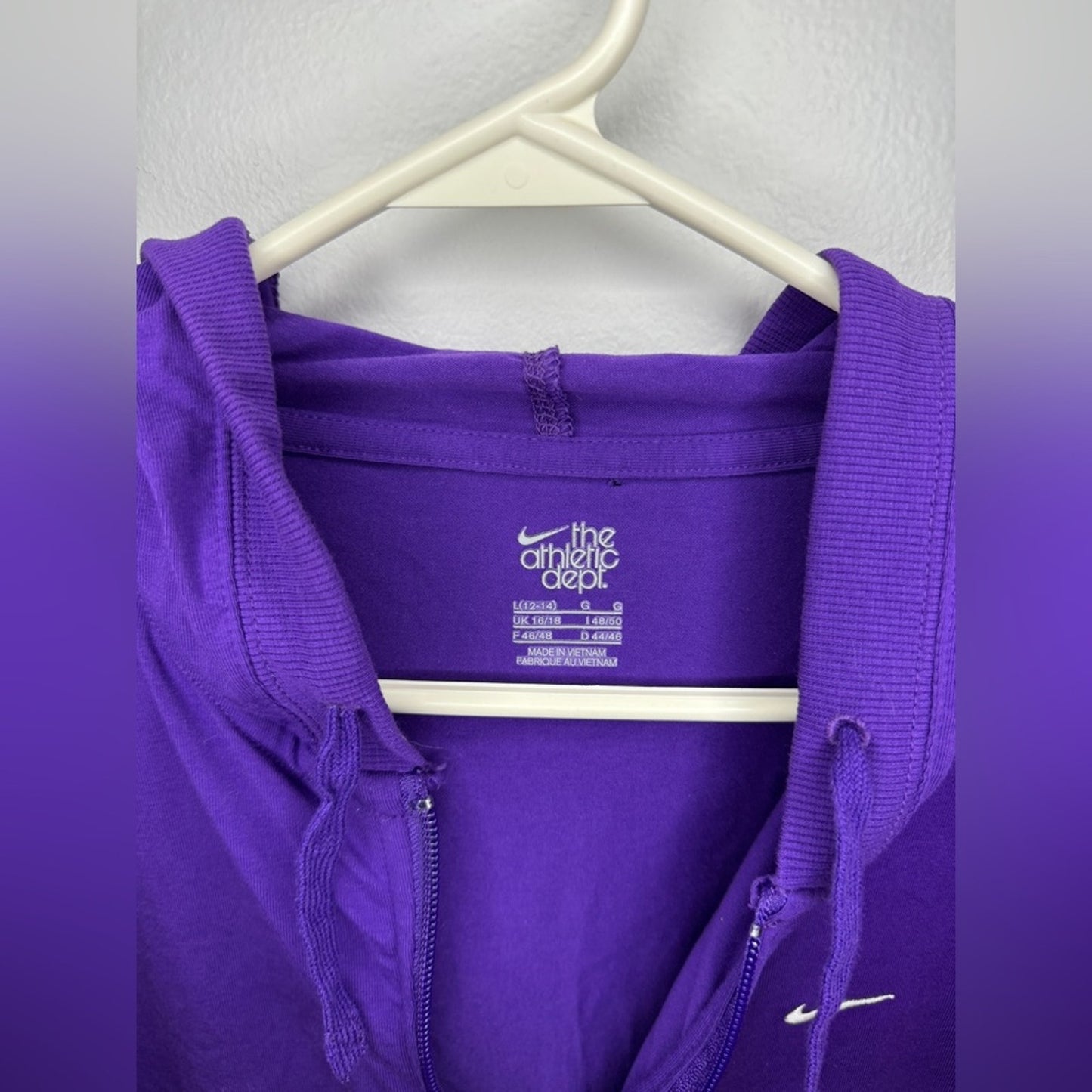 Pre-Owned LG Nike The Athletic Department Vintage Purple Zip-Up Hoodie