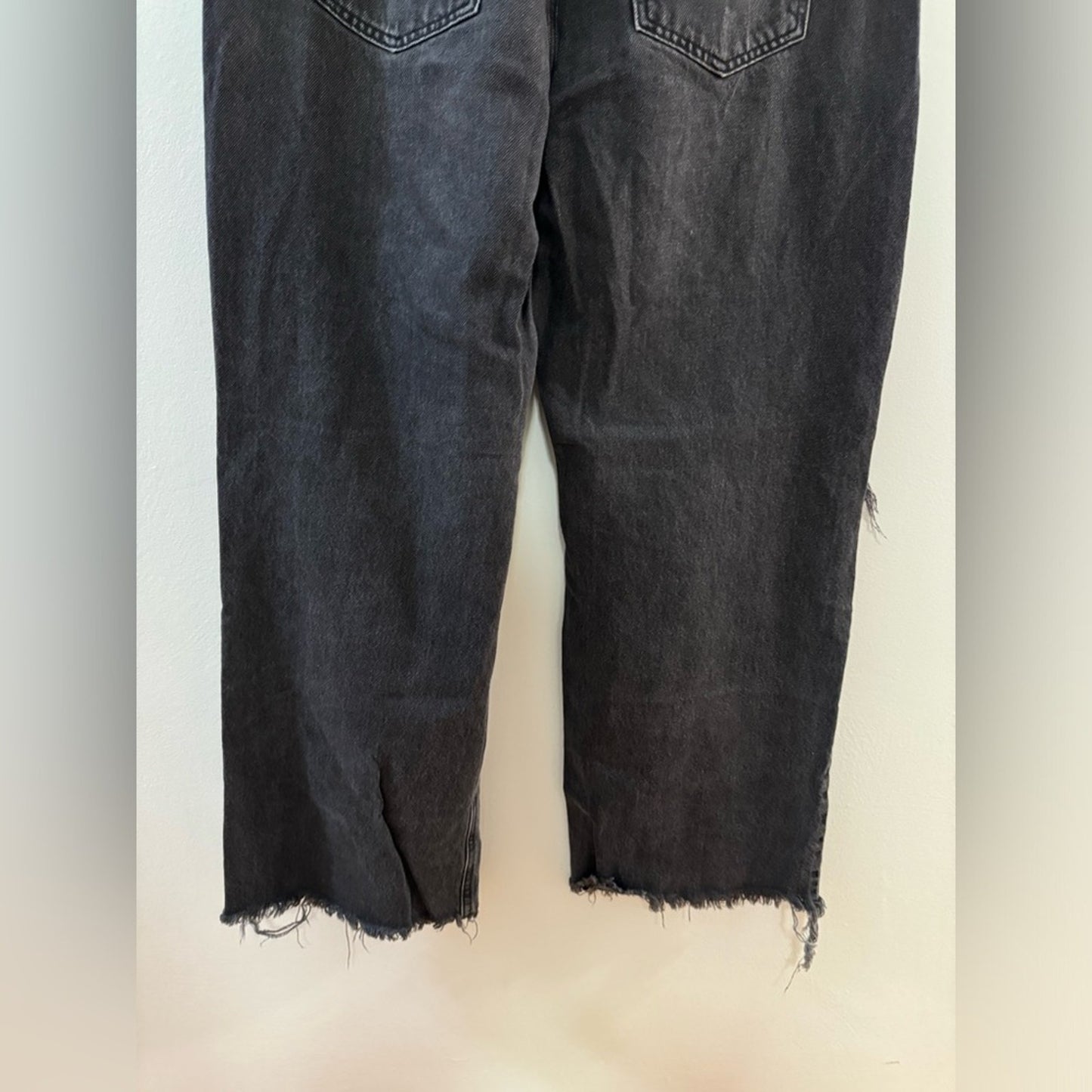 Pre-Owned Size 11 Garage Denim Black Distressed Street Wide Leg Jeans