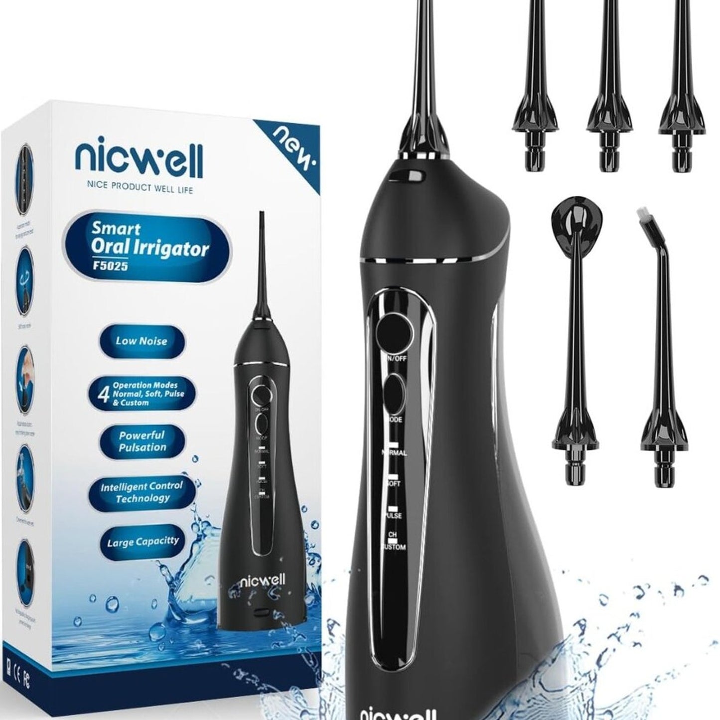 Nicwell Water Dental Flosser Teeth Pick - 4 Modes Dental Oral Irrigator