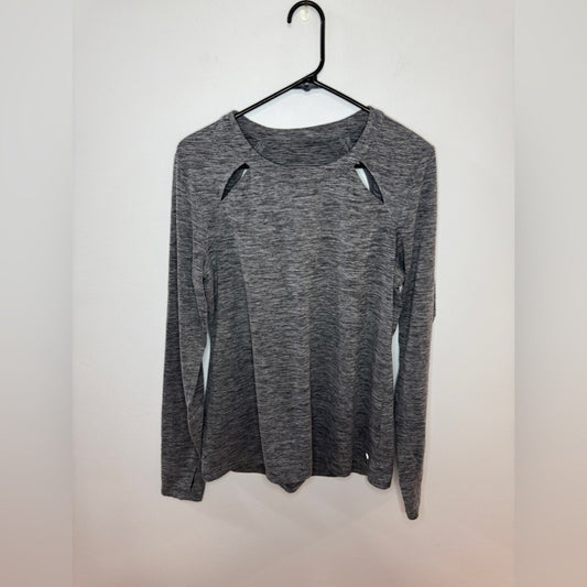 Pre-Owned MD Unbranded Heather Grey Long Sleeve Athletic Top