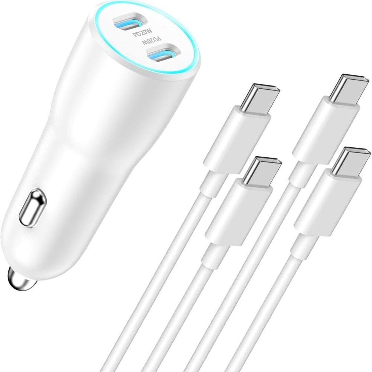 USB C Car Charger Adapter, 40W Dual USB C Car Charger & 2 Cables