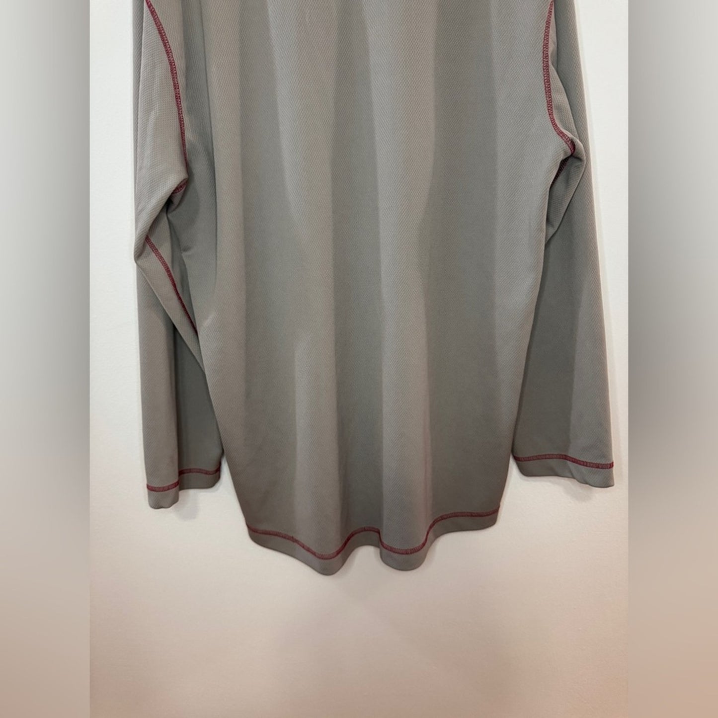 XXL Nike Vintage Grey with Red and White Stripe Heavyweight Long Sleeve Shirt