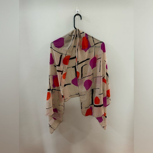 Used Unbranded Pink and Orange Abstract Scarf