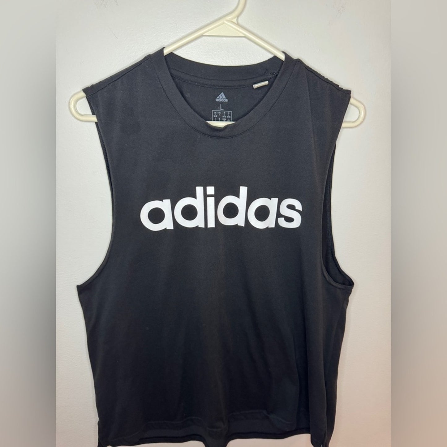 Pre-Owned LG Adidas Black Logo Graphic Tank Top