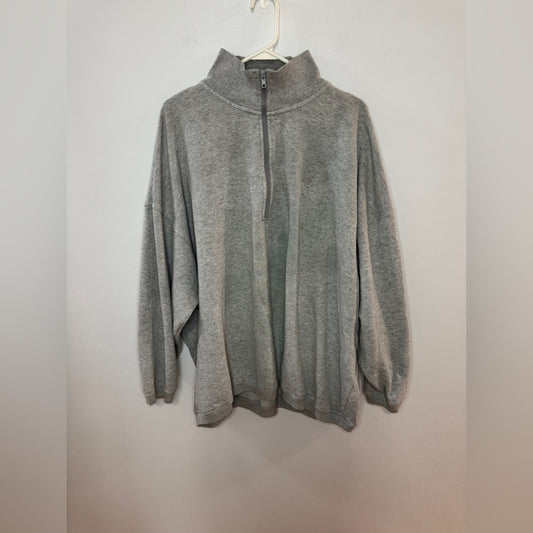 Pre-Owned XL Aerie Heather Grey Oversized Quarter Zip Sweatshirt