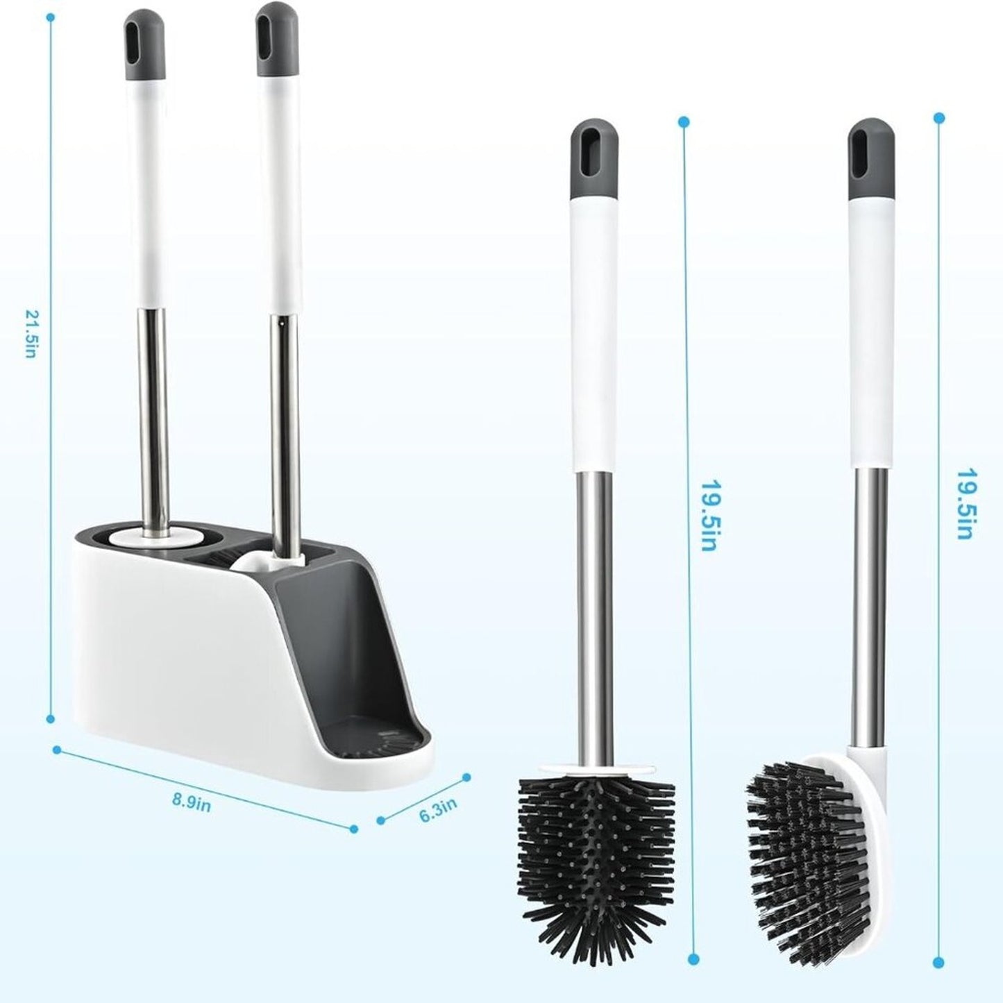 Silicone Toilet Brush and Holder Set,Soft Silicone Brush and Durable Scrubbing