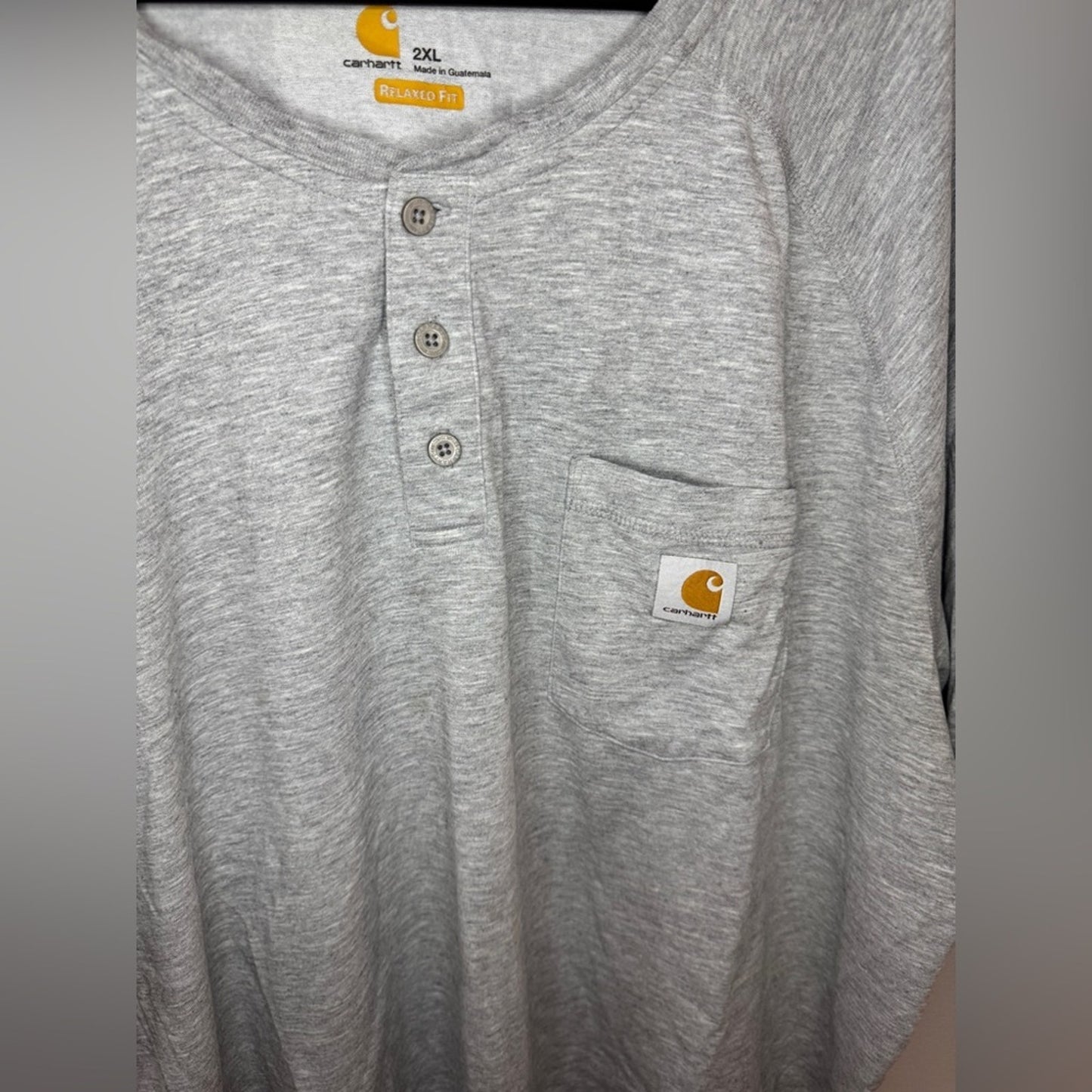 Pre-Owned XXL Carhartt Heather Grey Short Sleeve Henley Shirt