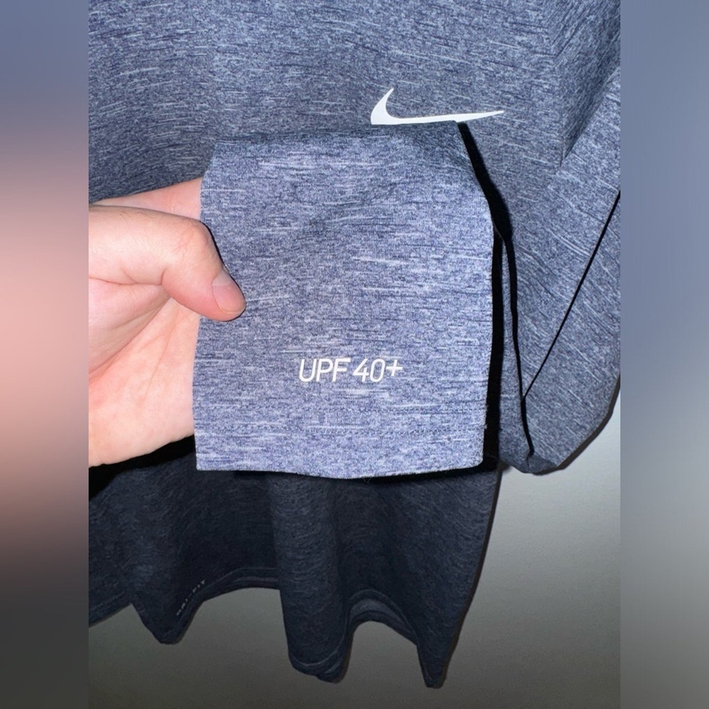 Pre-Owned MD Nike Dri-Fit Swim Heather Blue Long Sleeve Shirt UPF 40+