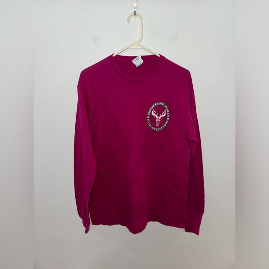 Pre-Owned MD Dive Outfitters Pink Logo Graphic Long Sleeve Shirt