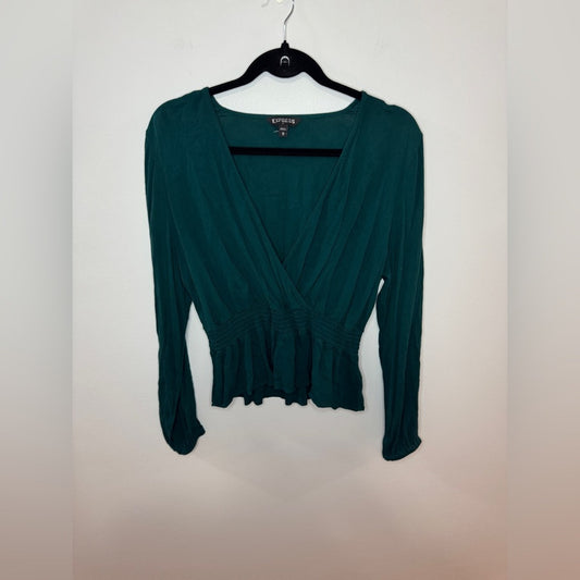 Pre-Owned MD Express Dark Green Long Sleeve Flowy Top