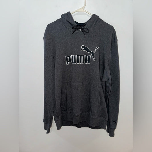 NWT LG Puma Dark Grey Heather and Black Logo Drycell Hoodie