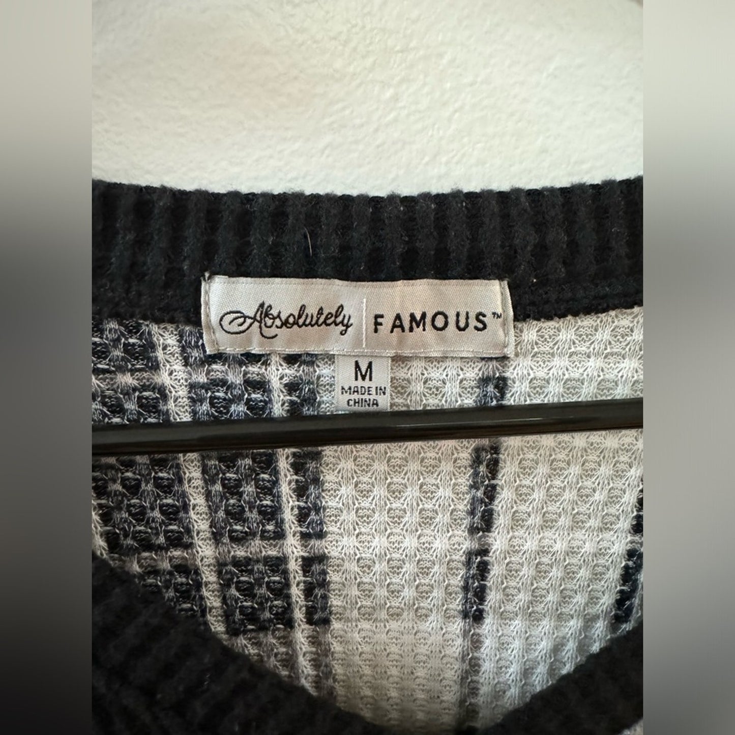 NWT MD Almost Famous Split Plaid Waffle Knit Long Sleeve Shirt