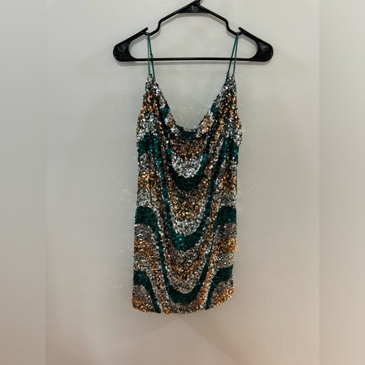 NWT LG Lizzie’s Boutique Green Pattern Sequin Dress