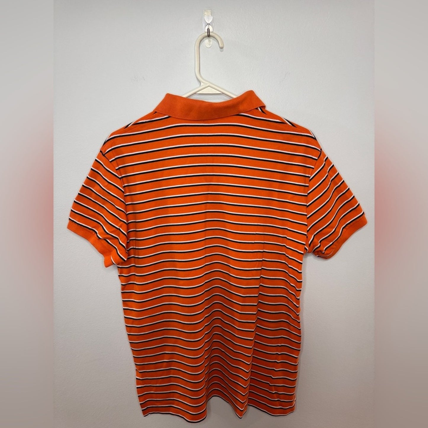 Pre-Owned Md Polo Ralph Lauren Orange Striped Custom Fit Polo Shirt