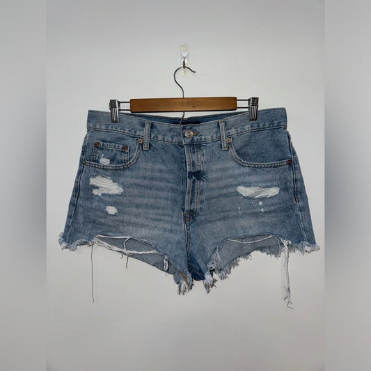 Pre-Owned Size 10 Aeropostale Blue Distressed Boyfriend Jean Shorts