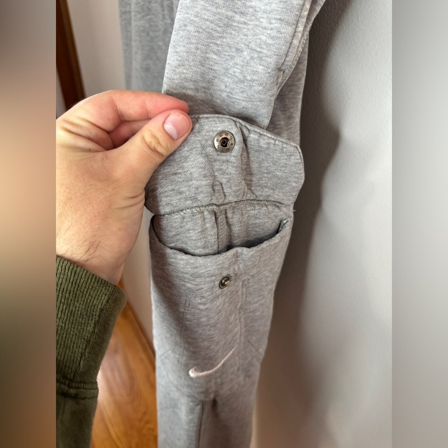 XL Nike The Athletic Department Vintage Heather Grey Loose Cargo Sweatpants