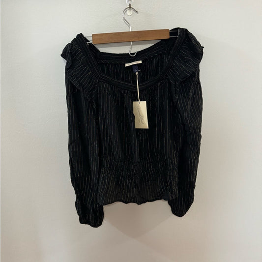 NWT LG Universal Thread Black and Gold Pinstripe Blouse