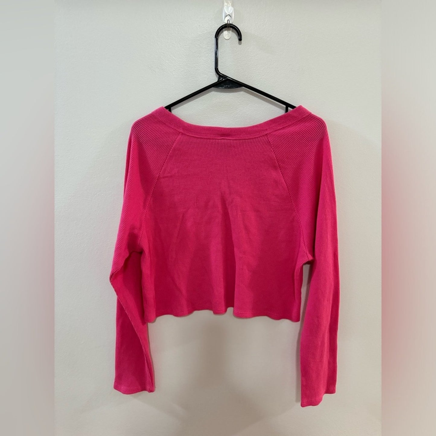 Pre-Owned LG Wild Fable Pink Waffle Knit Cropped Long Sleeve