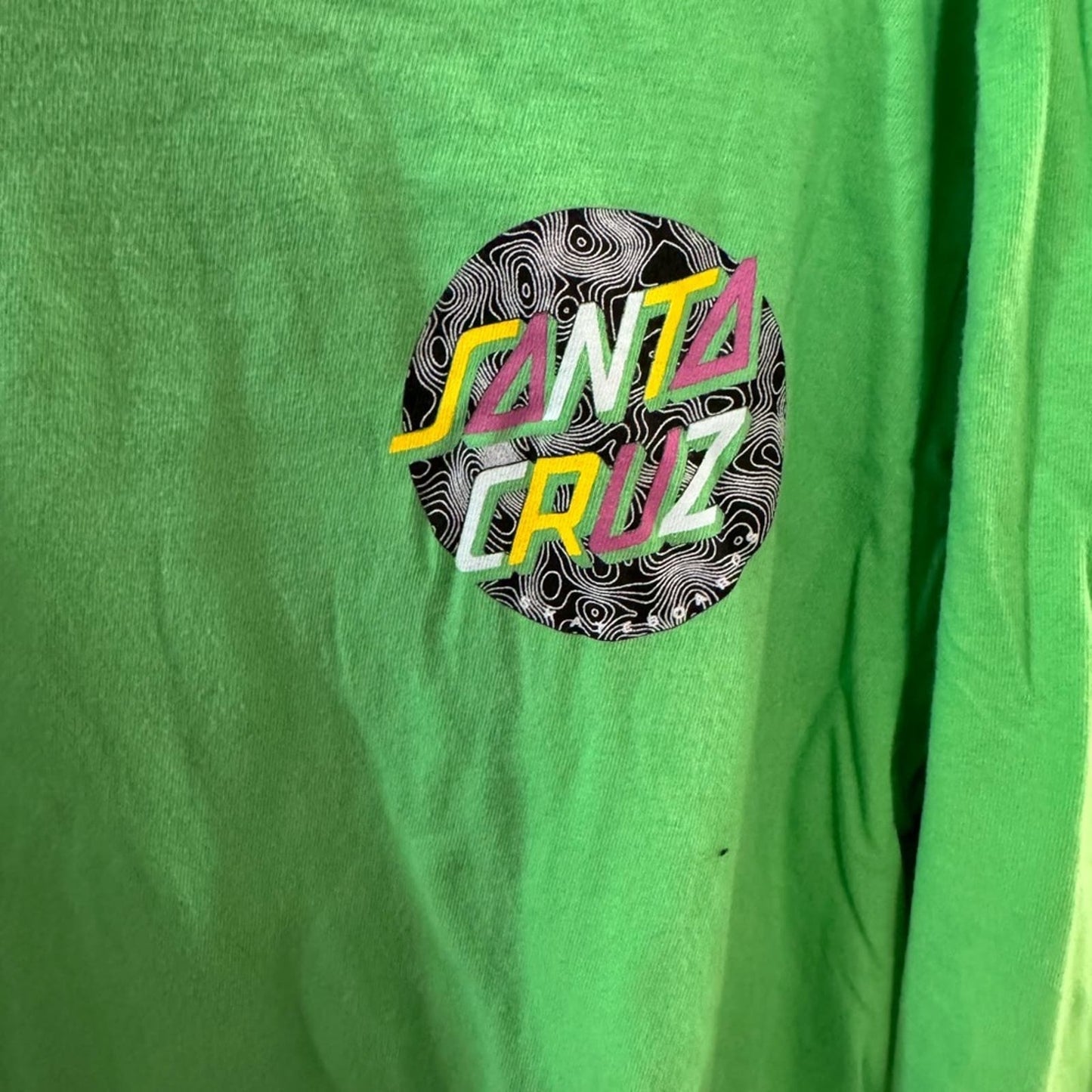 Used MD Santa Cruz Skateboards Graphic Long Sleeve Shirt Green