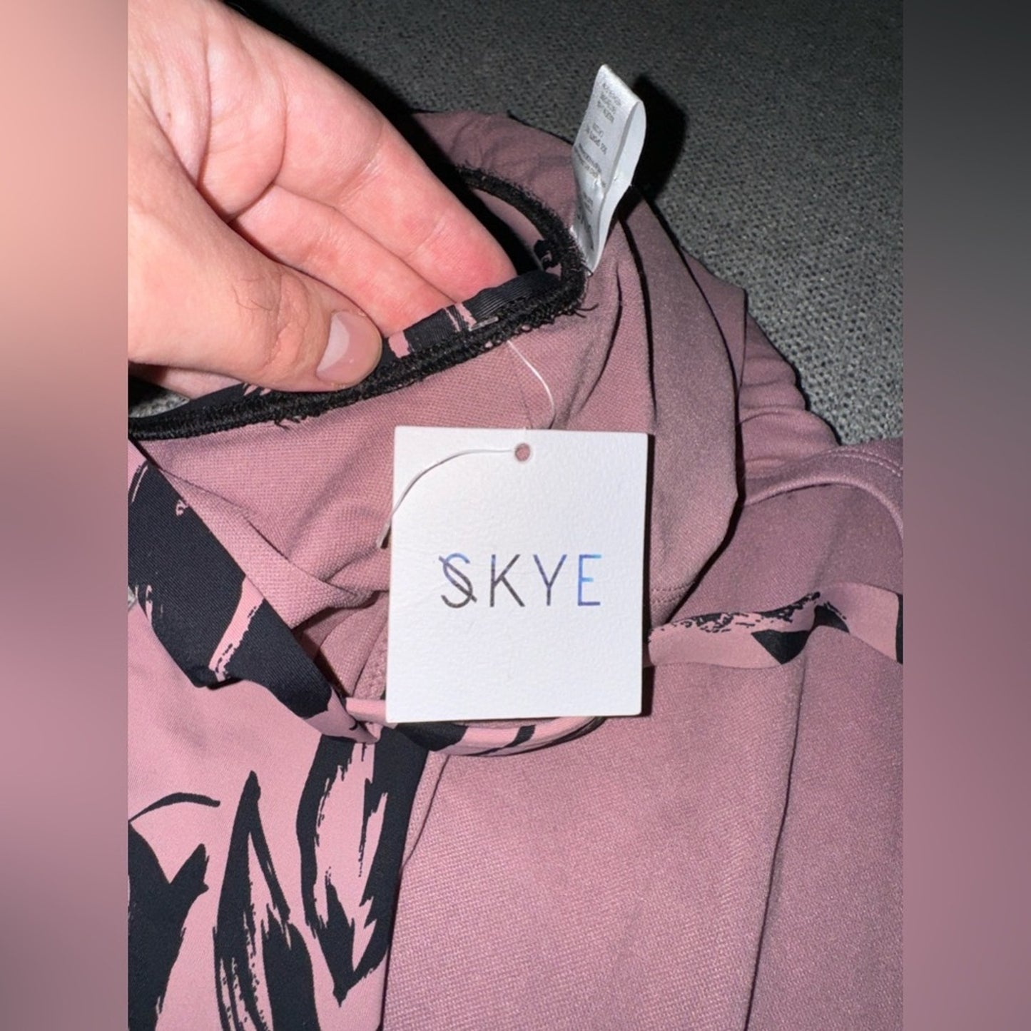 NWT MD Skye Pink and Black Palm Print One Piece Swimsuit