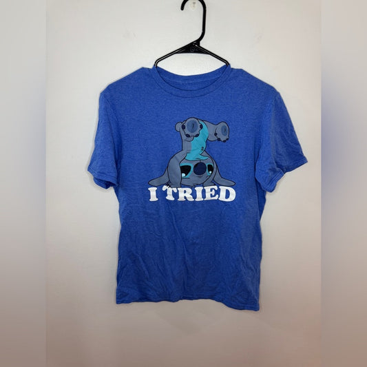 Pre-Owned MD Disney Blue Stitch “I Tried” T-Shirt