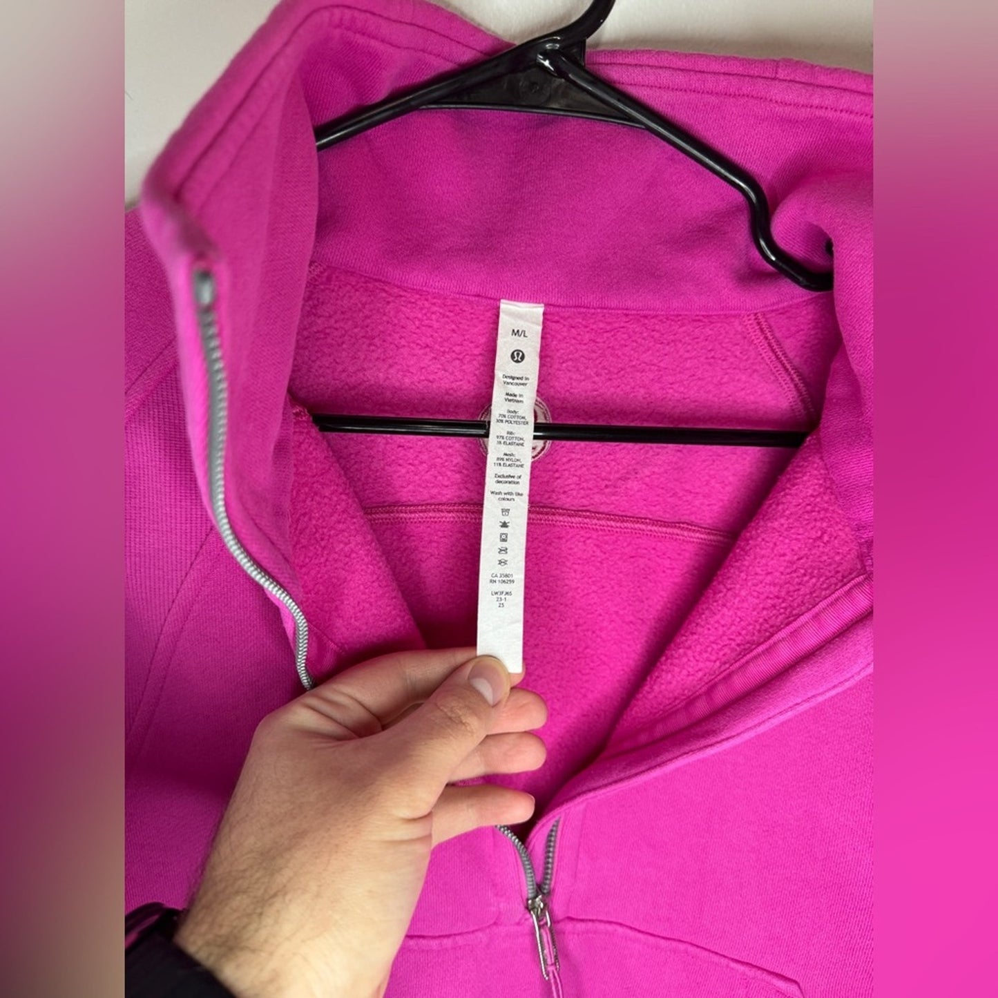 MD/LG Lululemon Scuba Oversized Funnel-Neck Half Tone Zip Sweatshirt in Pow Pink