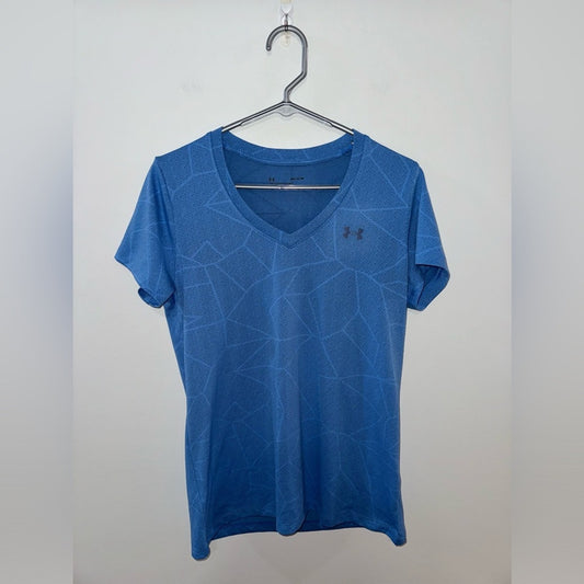 Pre-Owned MD Under Armour Blue Geometric V-Neck T-Shirt