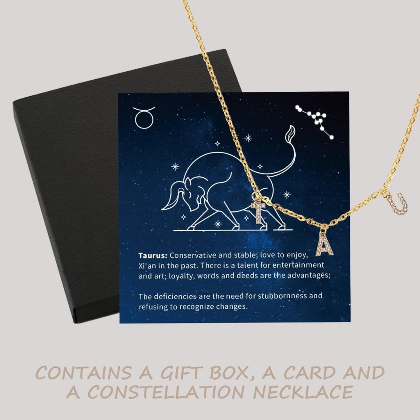 Constellation Necklaces for Women,12 Constellation Zodiac Letters Taurus